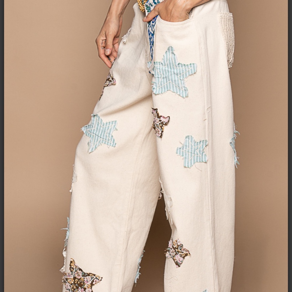 POL Blush Pink Wide-Leg Star Appliqué Pants - Picture 5 of 8